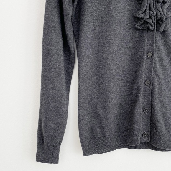 Talbots Gray Wool Button Down Ruffled Cardigan Size Small - Picture 6 of 15